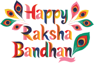 Layered Paper Raksha Bandhan Text, a Vibrant Peacock PNG Illustration