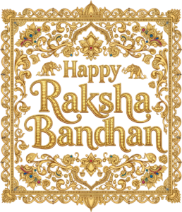 Ornate Golden Raksha Bandhan Frame, a Majestic Elephant PNG Illustration
