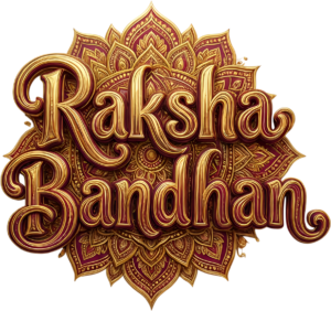 Bold Raksha Bandhan Text, a Luxurious Gold PNG Illustration on Mandala