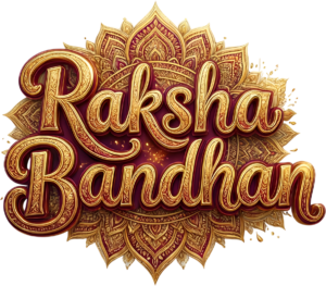 Radiant Raksha Bandhan Text, an Ornate Golden PNG Illustration on Mandala