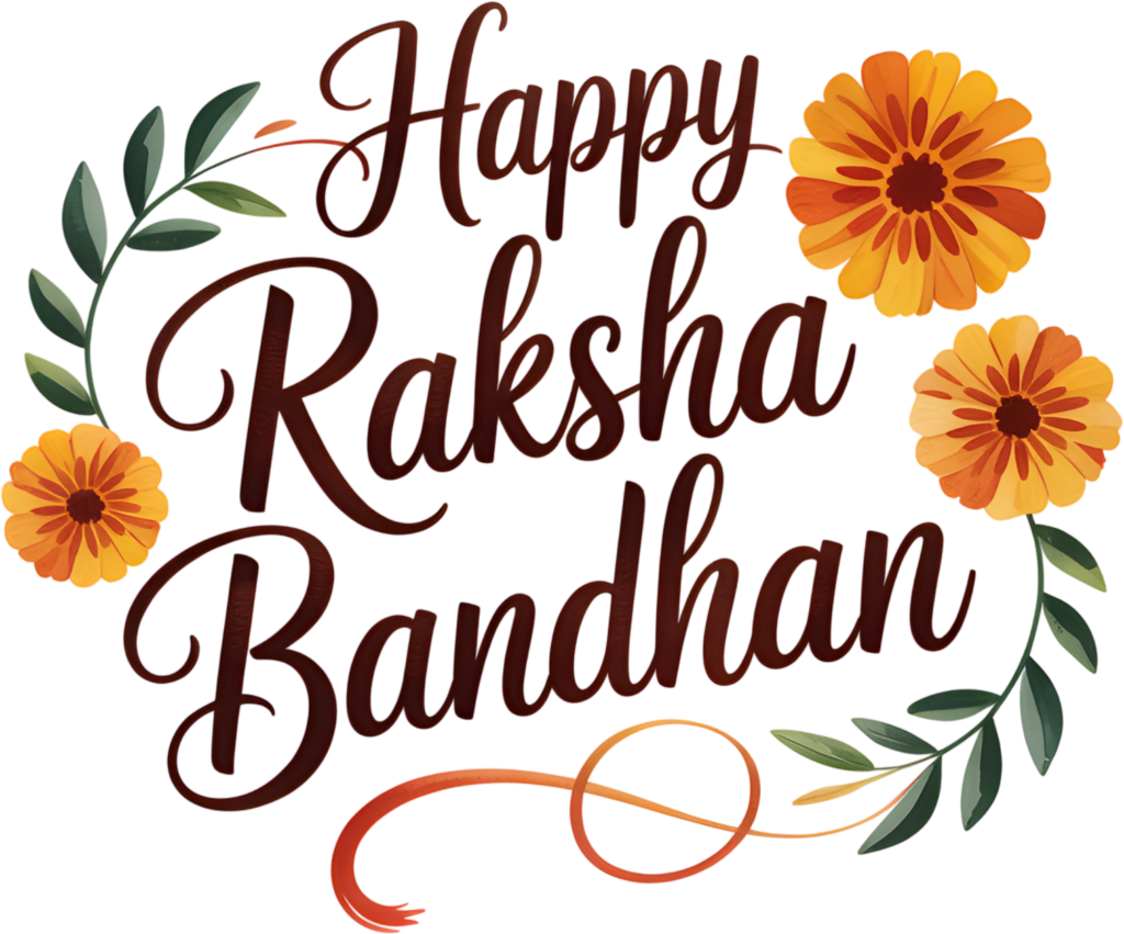 Rustic Raksha Bandhan Typography, a Warm Floral PNG Illustration 1 - Rustic Raksha Bandhan Typography, a Warm Floral PNG Illustration Free PNG Download