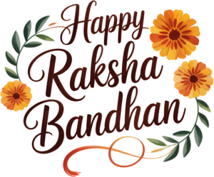 Rustic Raksha Bandhan Typography, a Warm Floral PNG Illustration