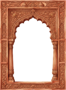 Elegant Cream Sandstone Palace Archway with Fine Floral Filigree Design Illustration PNG