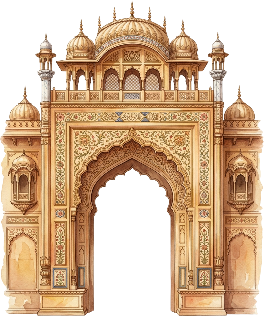 Regal Golden Palace Entrance Arch with Intricate Floral Patterns and Symmetrical Design PNG 1 - Regal Golden Palace Entrance Arch with Intricate Floral Patterns and Symmetrical Design PNG Free PNG Download