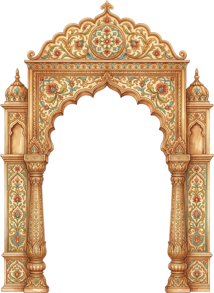 Vibrant Teal and Gold Ornamental Palace Arch with Royal Peacock Motifs Illustration PNG 1 - Vibrant Teal and Gold Ornamental Palace Arch with Royal Peacock Motifs Illustration PNG Free PNG Download