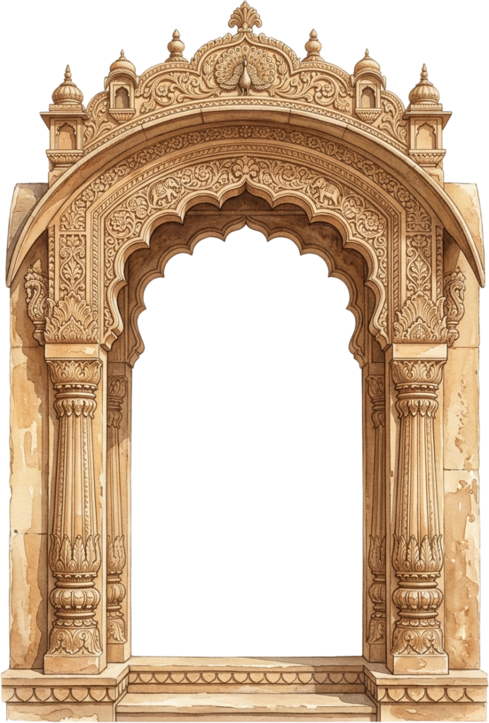 Artistic Sandstone Indian Palace Entrance with Central Arch and Elephant Carvings PNG 1 - Artistic Sandstone Indian Palace Entrance with Central Arch and Elephant Carvings PNG Free PNG Download