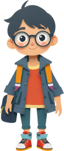 Design with this unique paper-cut style school boy, glasses, backpack, and a small bag, an artisanal PNG illustration for craft projects