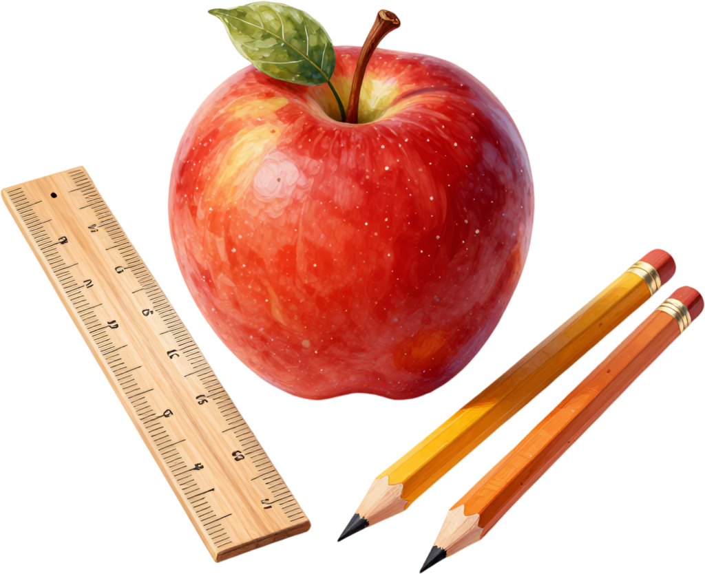 Enhance your classroom projects with this classic red apple, wooden ruler, and two pencils Clipart PNG 1 - Enhance your classroom projects with this classic red apple, wooden ruler, and two pencils Clipart PNG Free PNG Download