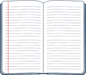Capture your thoughts on this perfectly organized open lined notebook, ready for all your writing needs Clipart PNG