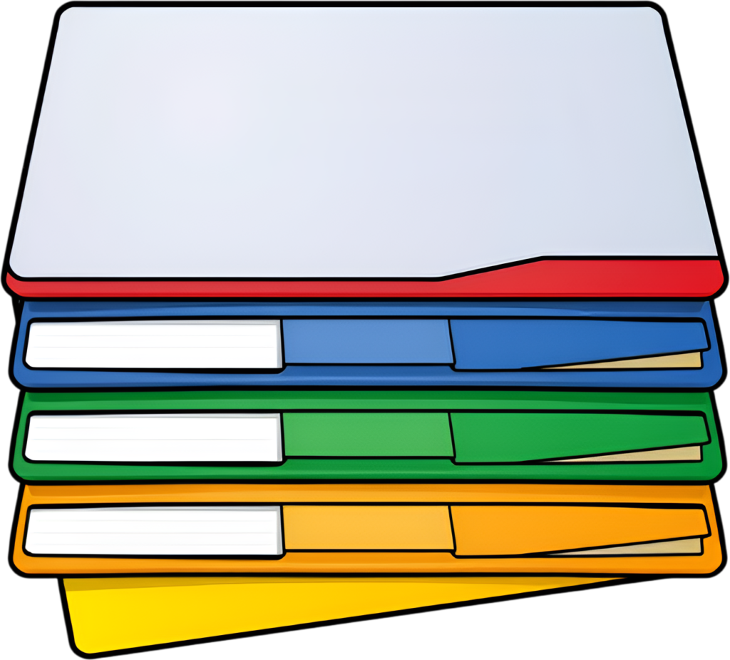 Keep your documents neatly organized with this practical stack of four colorful folders Clipart PNG 1 - Keep your documents neatly organized with this practical stack of four colorful folders Clipart PNG Free PNG Download