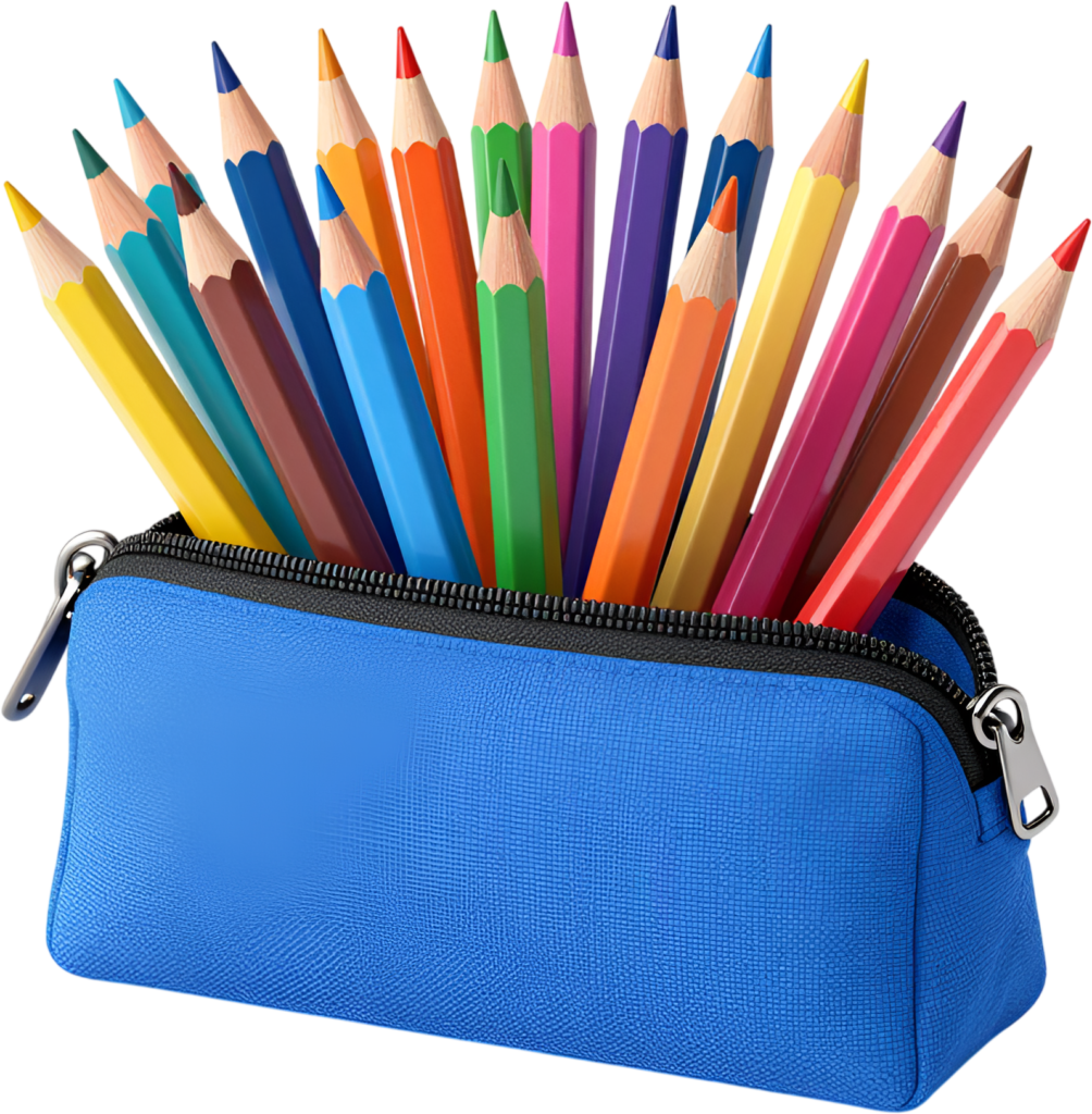 - Keep your art tools tidy in this vibrant blue pencil case overflowing with an assortment of colorful pencils Clipart PNG Free PNG Download