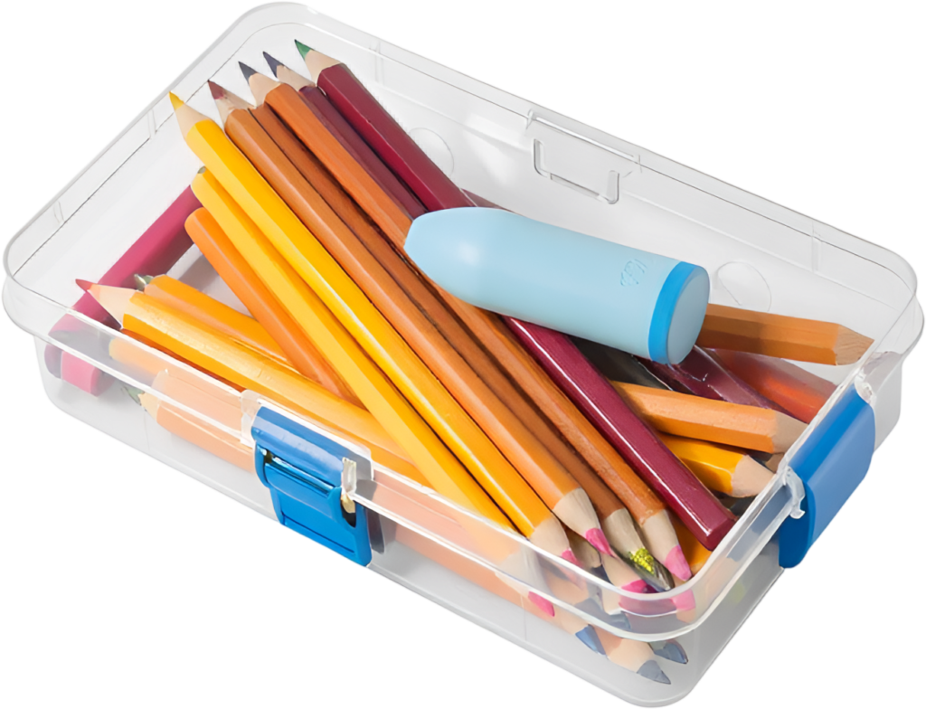 Organize your creative collection in this transparent pencil box containing an array of colored pencils and an eraser Clipart PNG 1 - Organize your creative collection in this transparent pencil box containing an array of colored pencils and an eraser Clipart PNG Free PNG Download