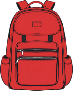 Vibrant Red School Backpack PNG, a stylish and practical Illustration for student everyday use
