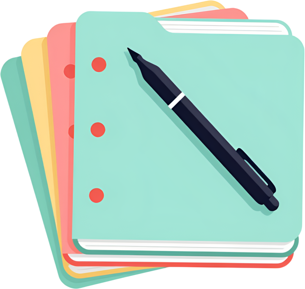 Neatly Stacked Colorful File Folders PNG, with a black pen for organized document Illustration 1 - Neatly Stacked Colorful File Folders PNG, with a black pen for organized document Illustration Free PNG Download