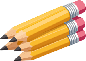 Group of Four Yellow Pencils PNG, neatly stacked, an essential writing and drawing Illustration