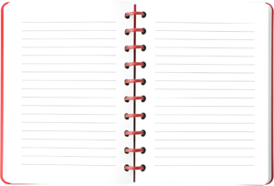 Blank Lined Spiral Notebook PNG, with vibrant red binding, ready for writing Illustration