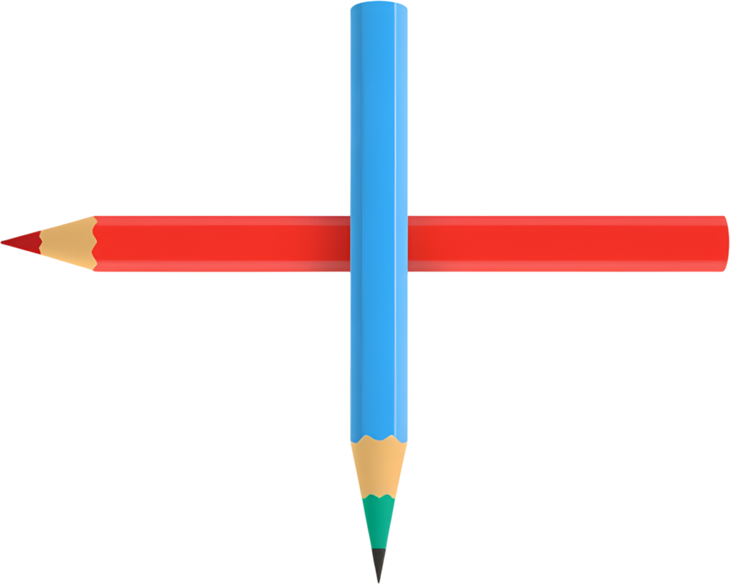 Featuring intersecting red and blue pencils, a simple yet striking graphic composition, suitable for design and educational PNG Clipart Illustration 1 - Featuring intersecting red and blue pencils, a simple yet striking graphic composition, suitable for design and educational PNG Clipart Illustration Free PNG Download