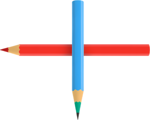 Featuring intersecting red and blue pencils, a simple yet striking graphic composition, suitable for design and educational PNG Clipart Illustration