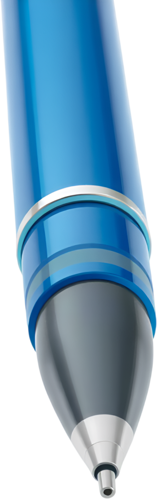 A close-up view of a precision blue ballpoint pen tip, highlighting detail and readiness for writing tasks, perfect for a professional PNG Clipart Illustration 1 - A close-up view of a precision blue ballpoint pen tip, highlighting detail and readiness for writing tasks, perfect for a professional PNG Clipart Illustration Free PNG Download