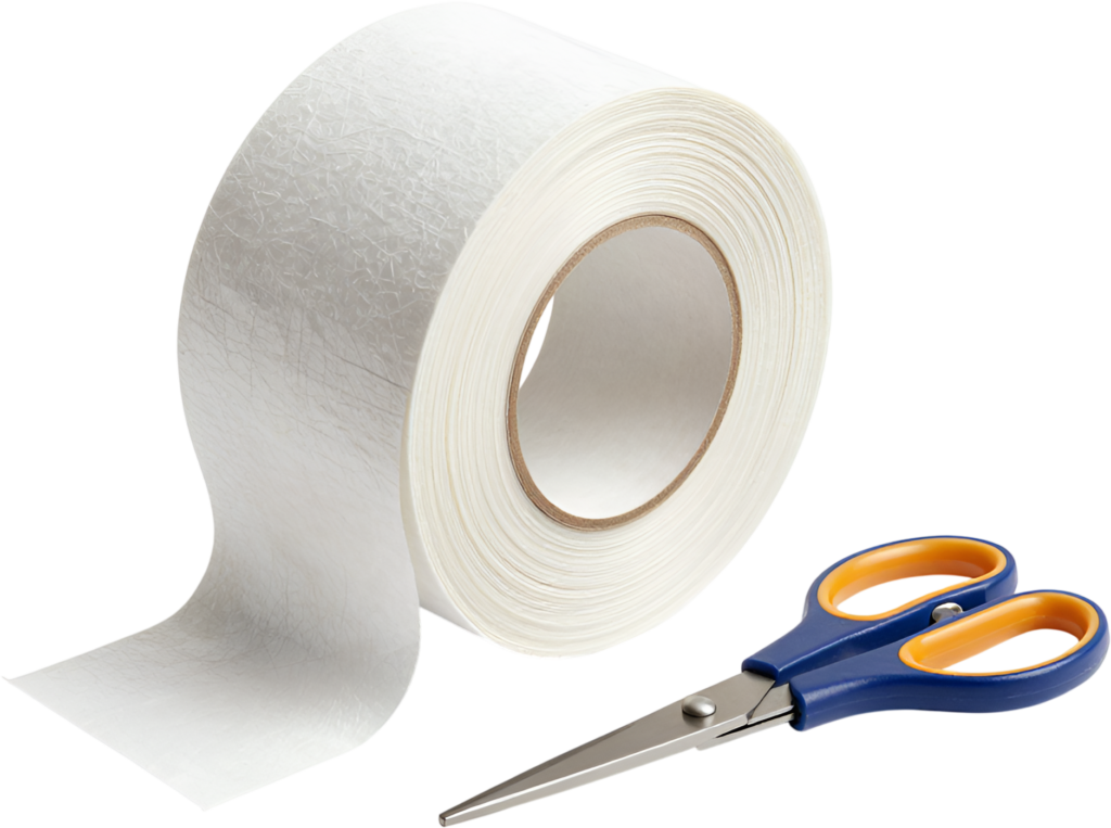 Showcasing an essential white tape roll and sharp blue scissors, fundamental tools for crafting and office tasks, perfect for your creative PNG Clipart Illustration 1 - Showcasing an essential white tape roll and sharp blue scissors, fundamental tools for crafting and office tasks, perfect for your creative PNG Clipart Illustration Free PNG Download