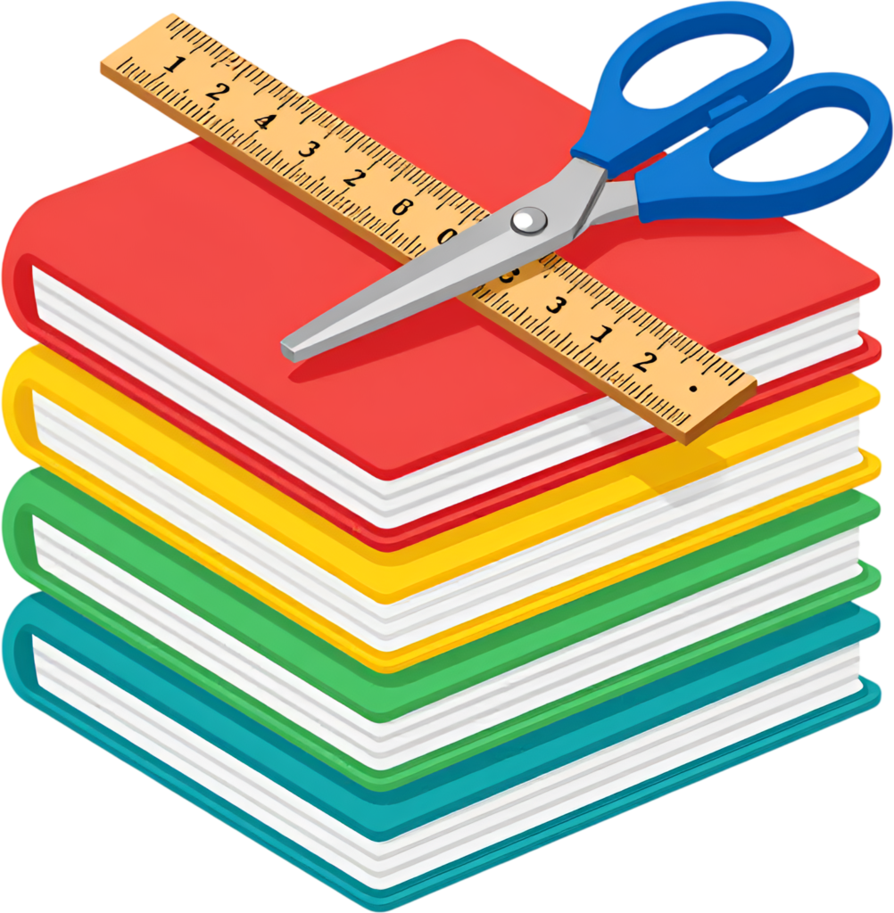 Behold this academic stack of books, topped with a wooden ruler and blue scissors, signifying learning and practical skills, a valuable PNG Clipart Illustration 1 - Behold this academic stack of books, topped with a wooden ruler and blue scissors, signifying learning and practical skills, a valuable PNG Clipart Illustration Free PNG Download