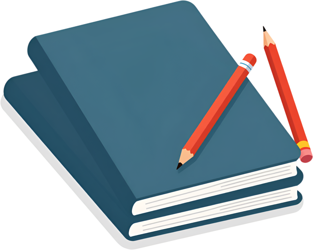 Introducing simple blue notebooks, neatly paired with two vibrant red pencils, forming a clean and essential stationery set, perfect for daily PNG Clipart Illustration 1 - Introducing simple blue notebooks, neatly paired with two vibrant red pencils, forming a clean and essential stationery set, perfect for daily PNG Clipart Illustration Free PNG Download