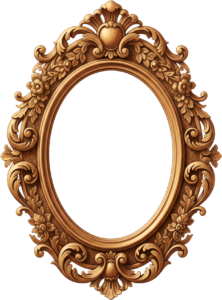 Craft stunning visuals using this symmetrical golden oval PNG with elegant floral Illustration