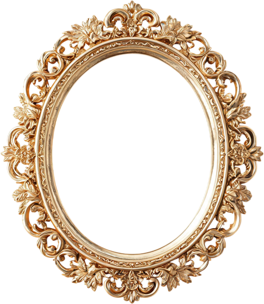 This vibrant golden oval ornate PNG frame offers an elaborate floral Illustration 1 - This vibrant golden oval ornate PNG frame offers an elaborate floral Illustration Free PNG Download