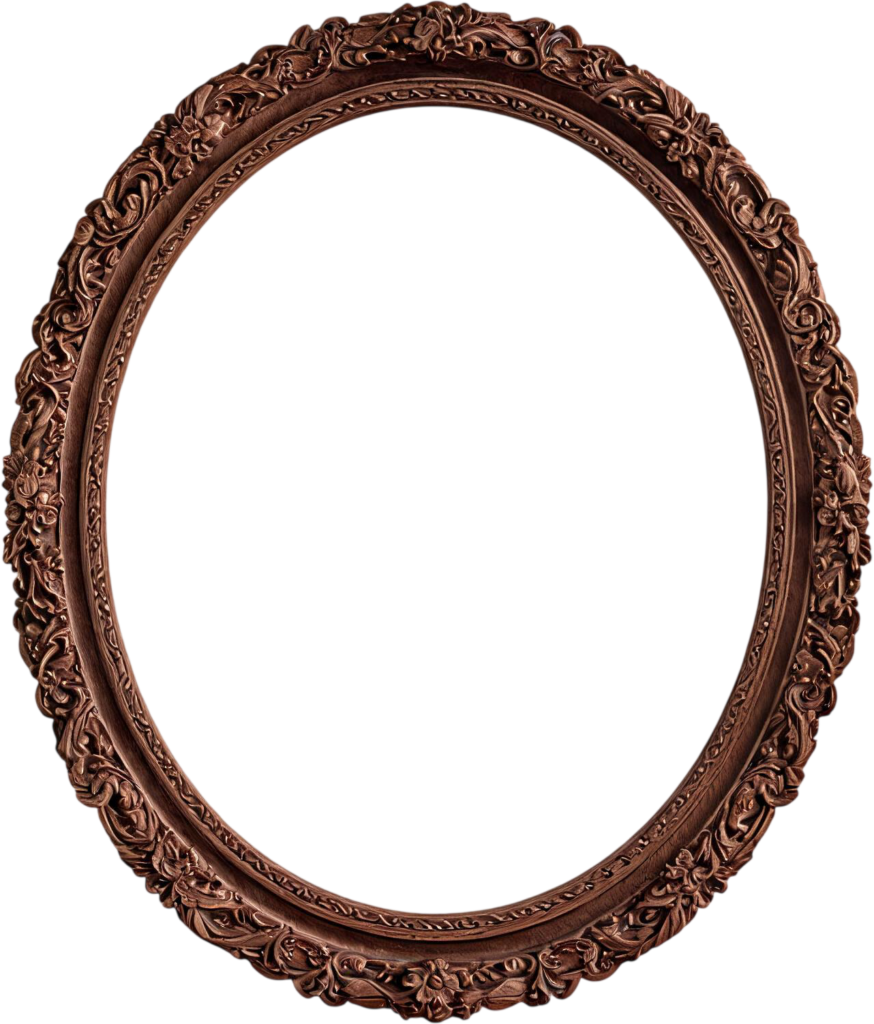 Imagine your art in this intricate dark wood circular PNG frame, a classic floral Illustration 1 - Imagine your art in this intricate dark wood circular PNG frame, a classic floral Illustration Free PNG Download