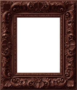 Admire the rich chocolate brown ornate PNG frame, an intricate decorative Illustration