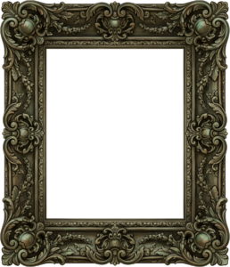 Unleash antique charm: patina bronze ornate square PNG, a unique aged Illustration