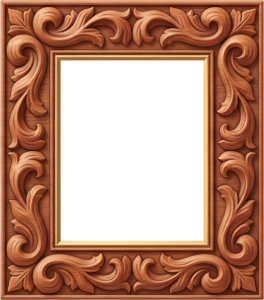 Your next design needs this carved wood square rustic PNG frame with floral Illustration