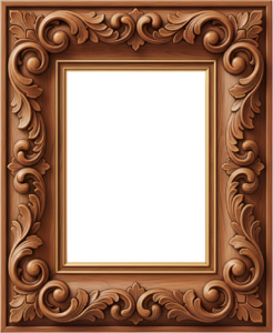 Considering a tall carved wood ornate PNG frame? This is a natural rustic Illustration