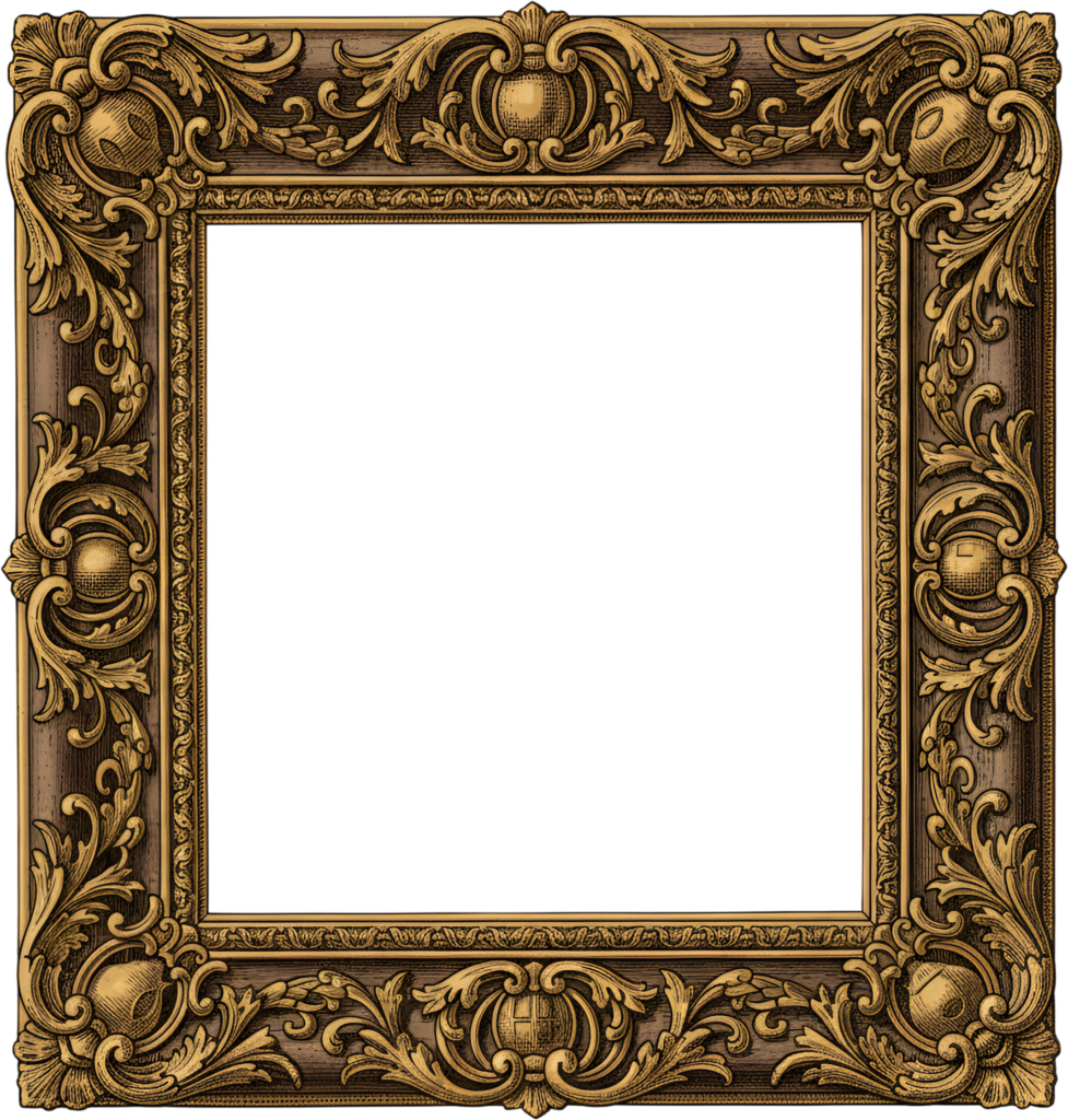 Behold this elaborate engraved bronze gold square PNG frame, a detailed vintage Illustration 1 - Behold this elaborate engraved bronze gold square PNG frame, a detailed vintage Illustration Free PNG Download