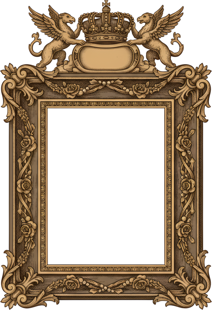 Integrate a heraldic griffin crown rectangular PNG frame, a royal detailed Illustration 1 - Integrate a heraldic griffin crown rectangular PNG frame, a royal detailed Illustration Free PNG Download