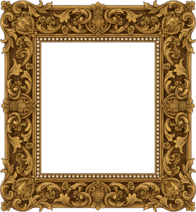 Crown your art with a pearl studded crown square PNG frame and heraldic shield Illustration