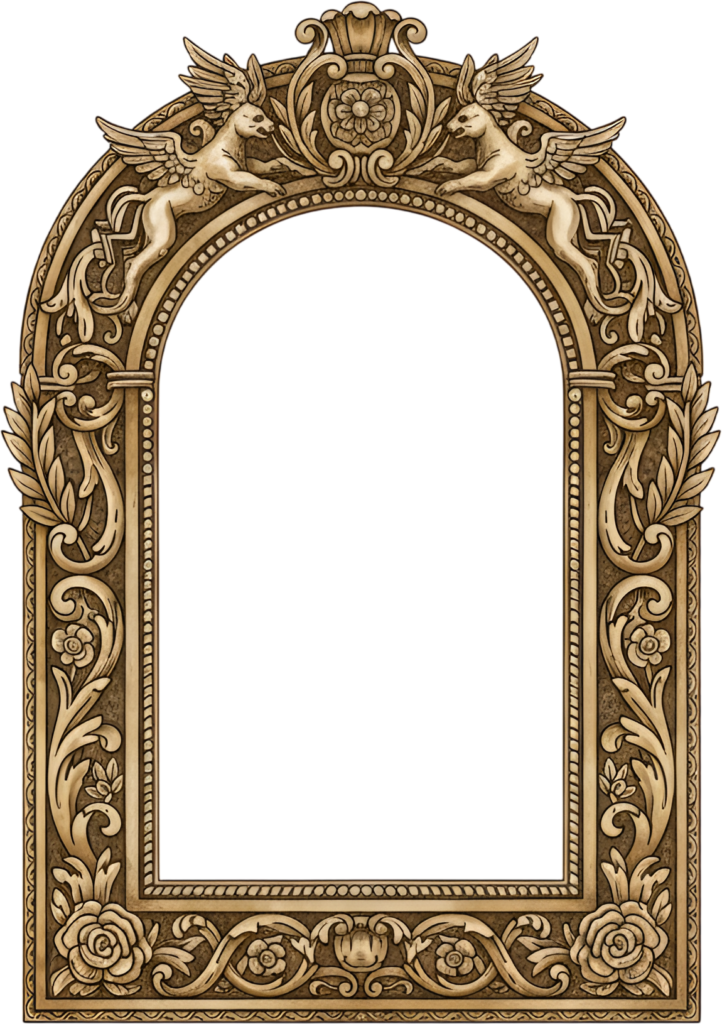 Achieve grandeur with an arched griffin architectural PNG frame and intricate floral Illustration 1 - Achieve grandeur with an arched griffin architectural PNG frame and intricate floral Illustration Free PNG Download