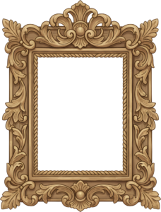 Elevate your display with a clean carved wood ornate rectangular PNG, rope design Illustration
