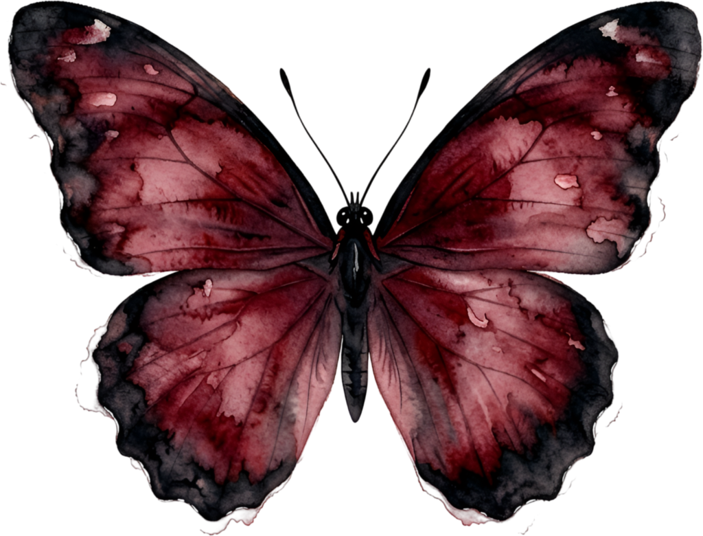 Create stunning projects with this rich maroon Butterfly, a vibrant Watercolor accent for unique digital Illustration PNG