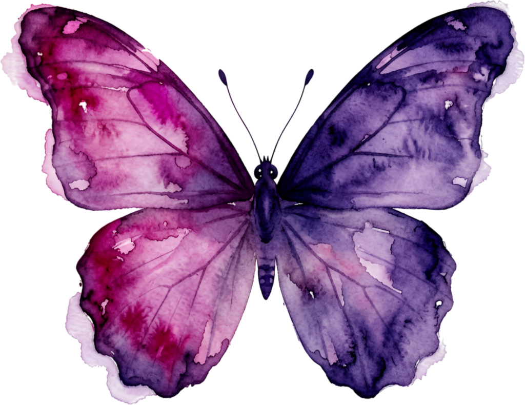Craft bold statements using this striking magenta and purple Butterfly, a vibrant Watercolor blend PNG Illustration for dynamic projects