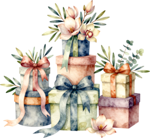 Create elegant compositions with this refined Gift Box Clipart stack, showcasing roses and eucalyptus, a pristine PNG for sophisticated events 4 - Create elegant compositions with this refined Gift Box Clipart stack, showcasing roses and eucalyptus, a pristine PNG for sophisticated events Free PNG Download
