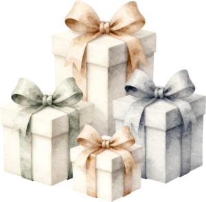 White Gift Boxes watercolor PNG illustration set, featuring silver ribbons for clean, modern wedding and event designs 16 - White Gift Boxes watercolor PNG illustration set, featuring silver ribbons for clean, modern wedding and event designs Free PNG Download