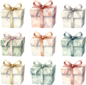 White Gift Boxes watercolor PNG illustration set, featuring silver ribbons for clean, modern wedding and event designs 10 - White Gift Boxes watercolor PNG illustration set, featuring silver ribbons for clean, modern wedding and event designs Free PNG Download