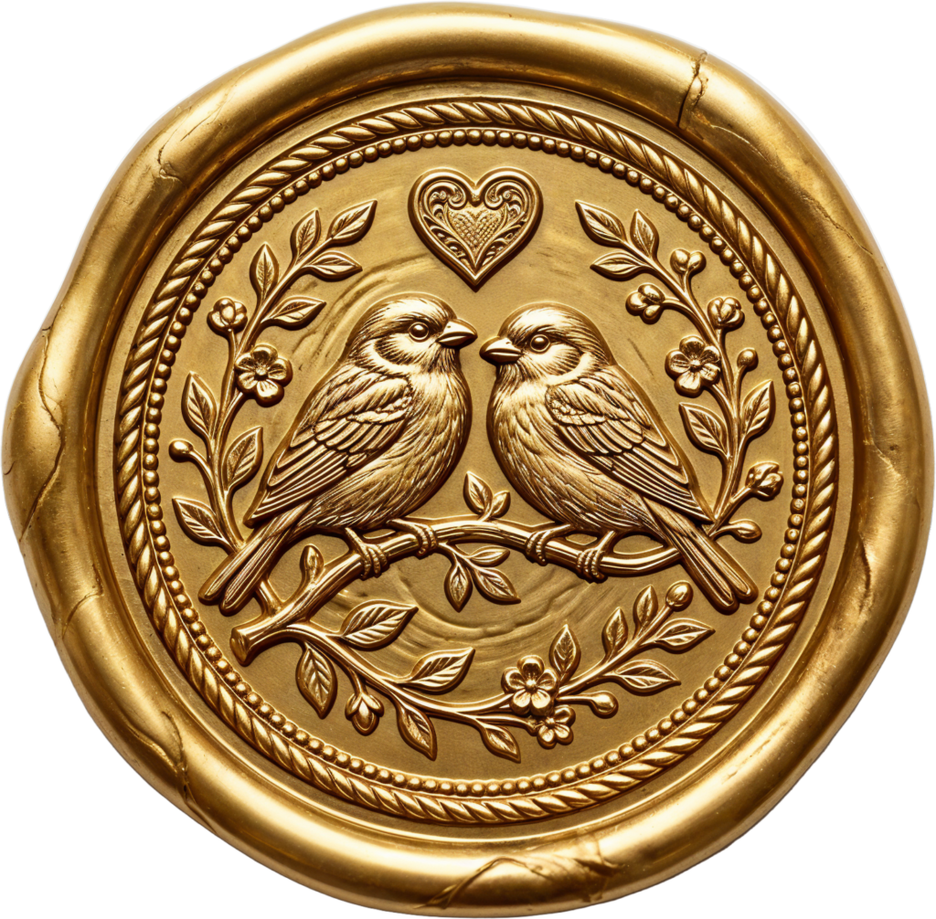 - Ornate Golden Lovebirds Wax Seal, premium PNG Illustrations for romance Free PNG Download