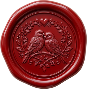 Timeless Gold Lovebirds Wax Seal, exquisite PNG Illustrations for enduring unions