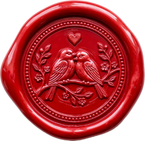 Bright Red Lovebirds Wax Seal, festive PNG Illustrations for happy occasions