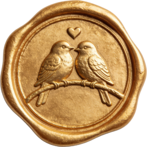 Simple Gold Lovebirds Wax Seal, rustic PNG Illustrations for honest expressions