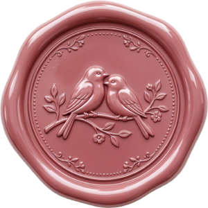 Fresh Pink Lovebirds Wax Seal, charming PNG Illustrations for spring romance