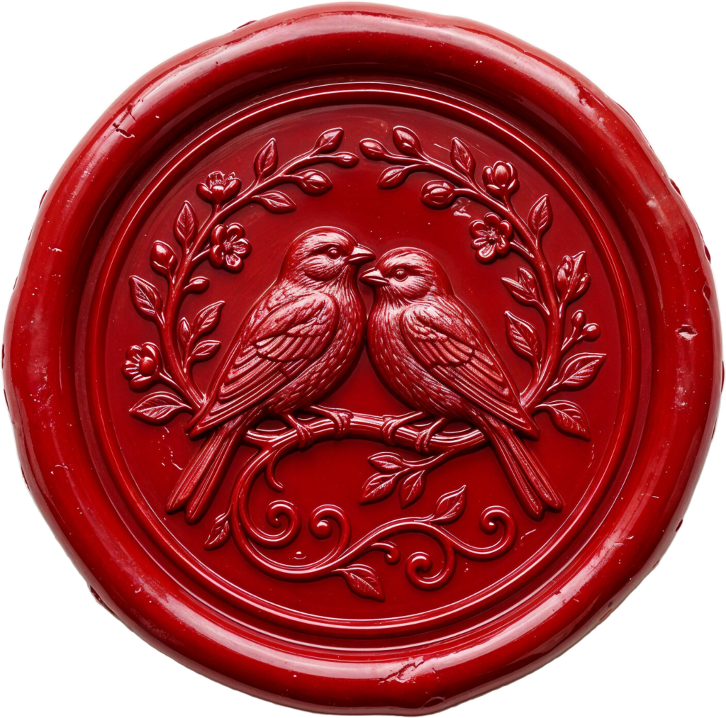 - Deep Scarlet Lovebirds Wax Seal, exquisite PNG Illustrations for memorable unions Free PNG Download