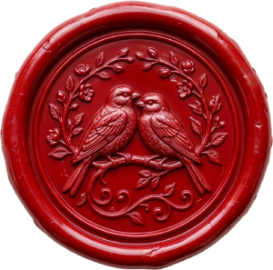 Deep Scarlet Lovebirds Wax Seal, exquisite PNG Illustrations for memorable unions